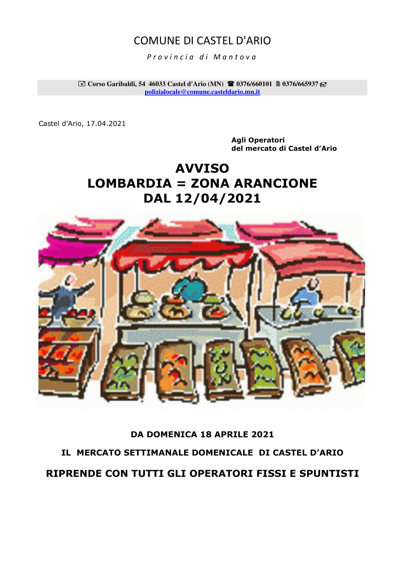 2021 04 17 AVVISO ZONA ARANCIONE MERCATO DOMENICALE 1