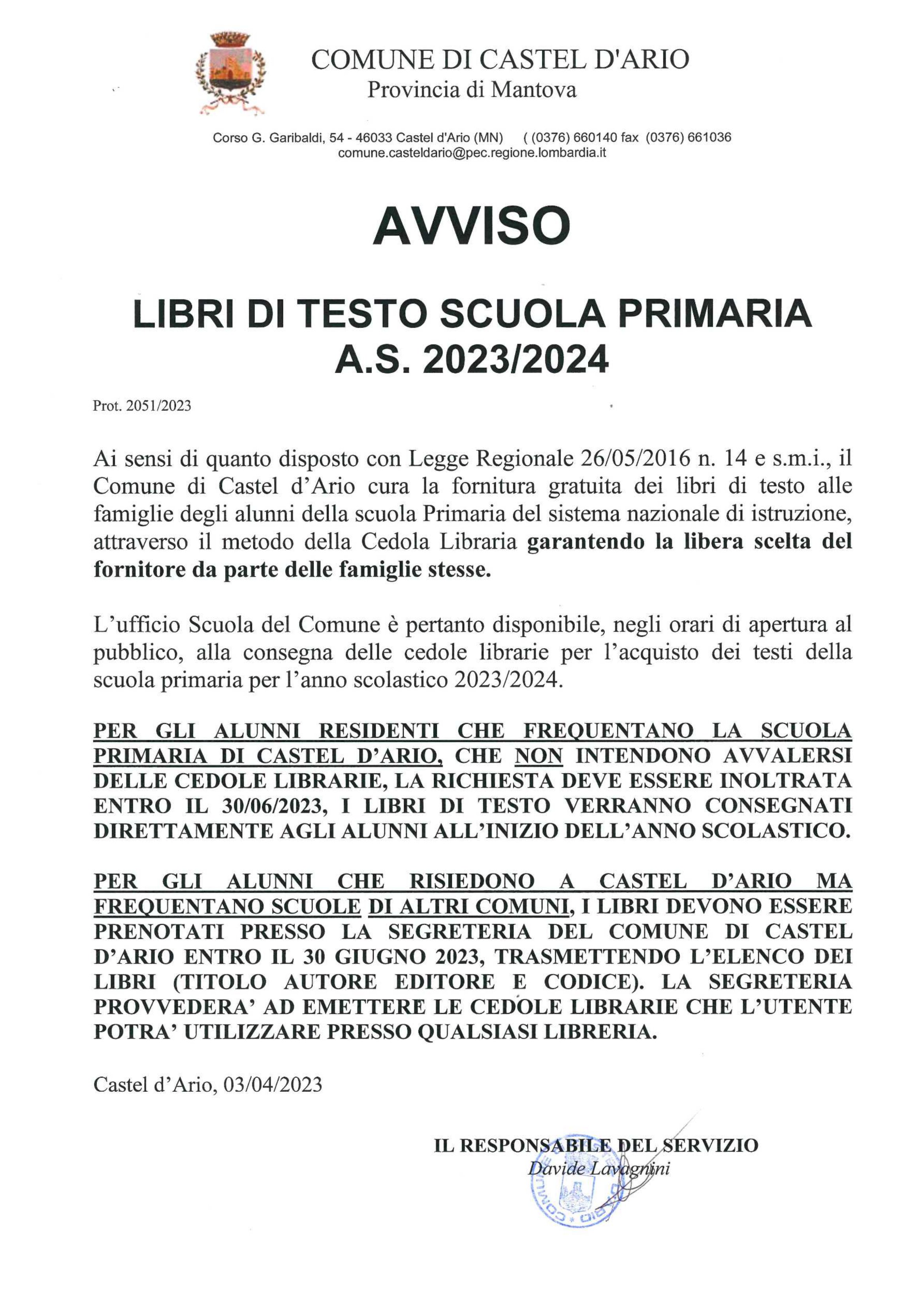 2051 2023 avviso cedole librarie
